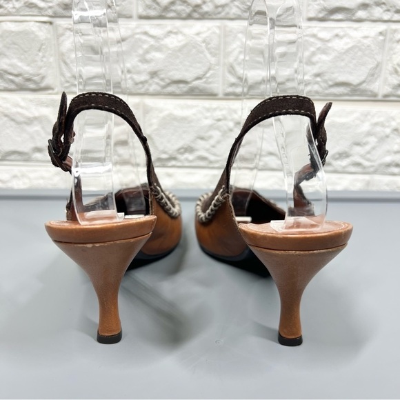 Antonio Melani Suede & Leather Slingback Moccasin Kitten Heel - Picture 5 of 8